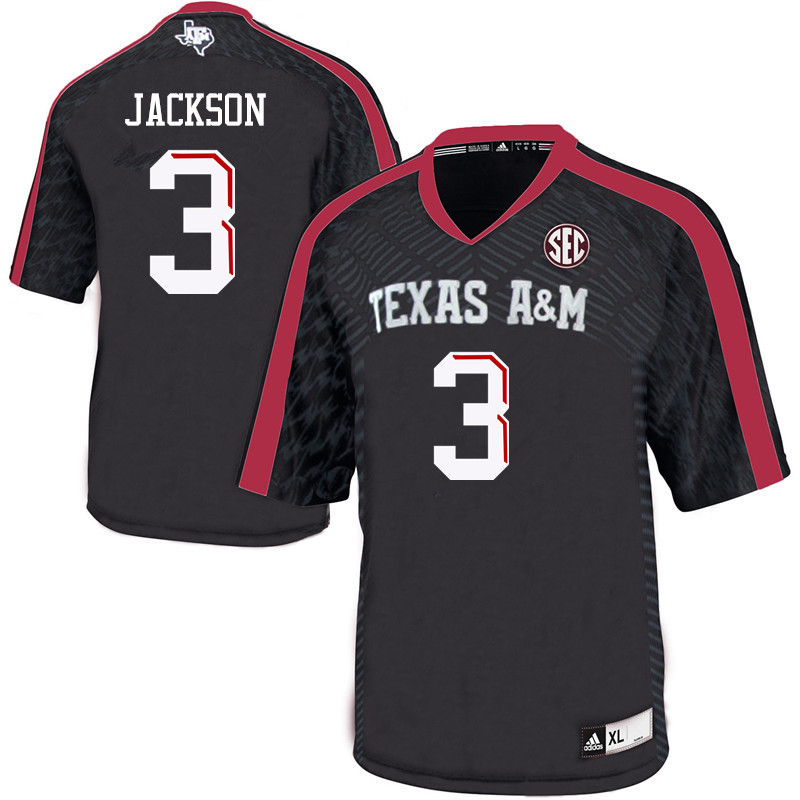 Men #3 Vernon Jackson Texas A&M Aggies College Football Jerseys Sale-Black - Click Image to Close